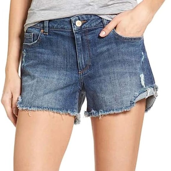DL1961 Women's Karlie Boyfriend Darkwash Distressed Women’s Shorts sz 25 EUC - Picture 1 of 15